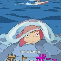 Постер аниме Рыбка Поньо на утёсе